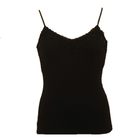 Dance in Paris Black Beaded Cotton/Spandex Tank Top