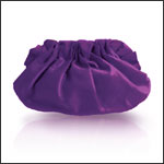 Santi Brushed Nickel Chain Purple Silk Taffeta Clutch