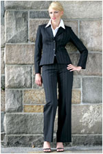 Bluesuits Black and Cream PinstripeTropical Wool Pants