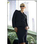 Bluesuits Melinda Black Tropical Wool Stretch 3-Button Long Jacket