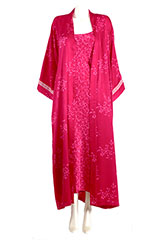 Natori Floral  Pink Satin Long Robe