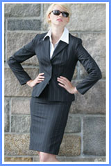 Bluesuits Black and Cream Pinstripe Tropical wool Slim Skirt