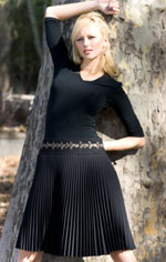 Bluesuits Black Sunburst Pleated Skirt with metal trim