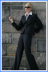Bluesuits Hepburn Tropical Wool Stretch Blk/Cream Pinstripe 2-button Jacket