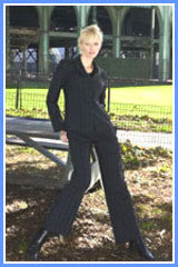 Bluesuits Fly Front Black and Cream Pinstripe Tropical Wool Pants