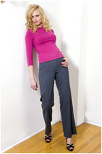 Bluesuits  Charcoal Pink Pinstripe Tropical Wool Fly Front Pants