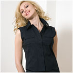 Yuka Cotton Black Sleeveless Shirt