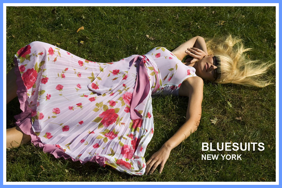 Bluesuits handpleated Sunburst Pleated Floral Chiffon Dress