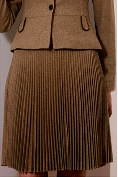 Bluesuits Herringbone Wool Sunburst Pleated Skirt