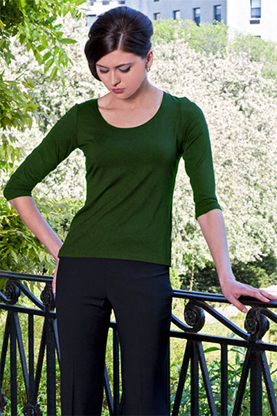 Bluesuits Green Scoop Neck Bamboo Knit Top