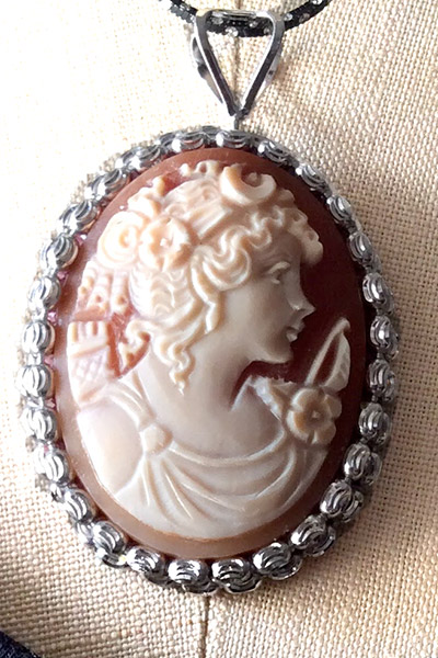 Sterling Silver Cameo Pendant Hand Carved in Italy