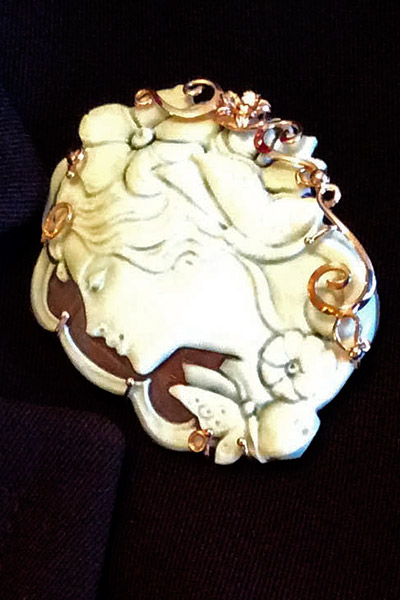 14K Rose Gold Cameo Pendant and Brooch