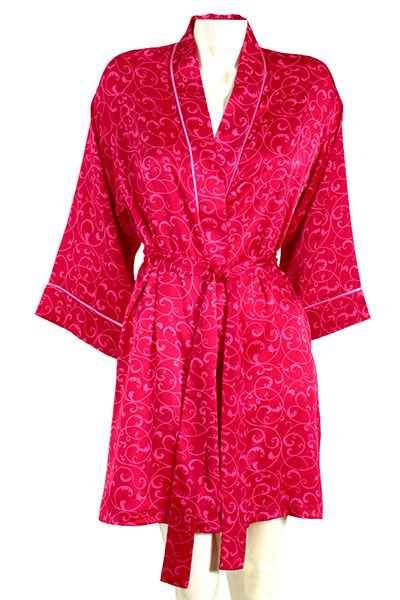 Natori Floral Pink Satin Robe