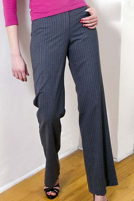 Bluesuits Charcoal Pinstripe Tropical Wool Wide Leg Business Pant