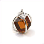 Sterling Silver Pendant with Amber Cube