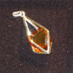 Sterling Silver Pendant with Amber Cube