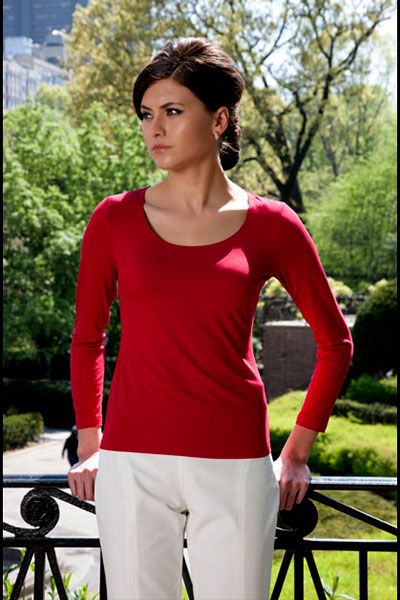 Bluesuits Red Scoop Neck Bamboo Knit Top